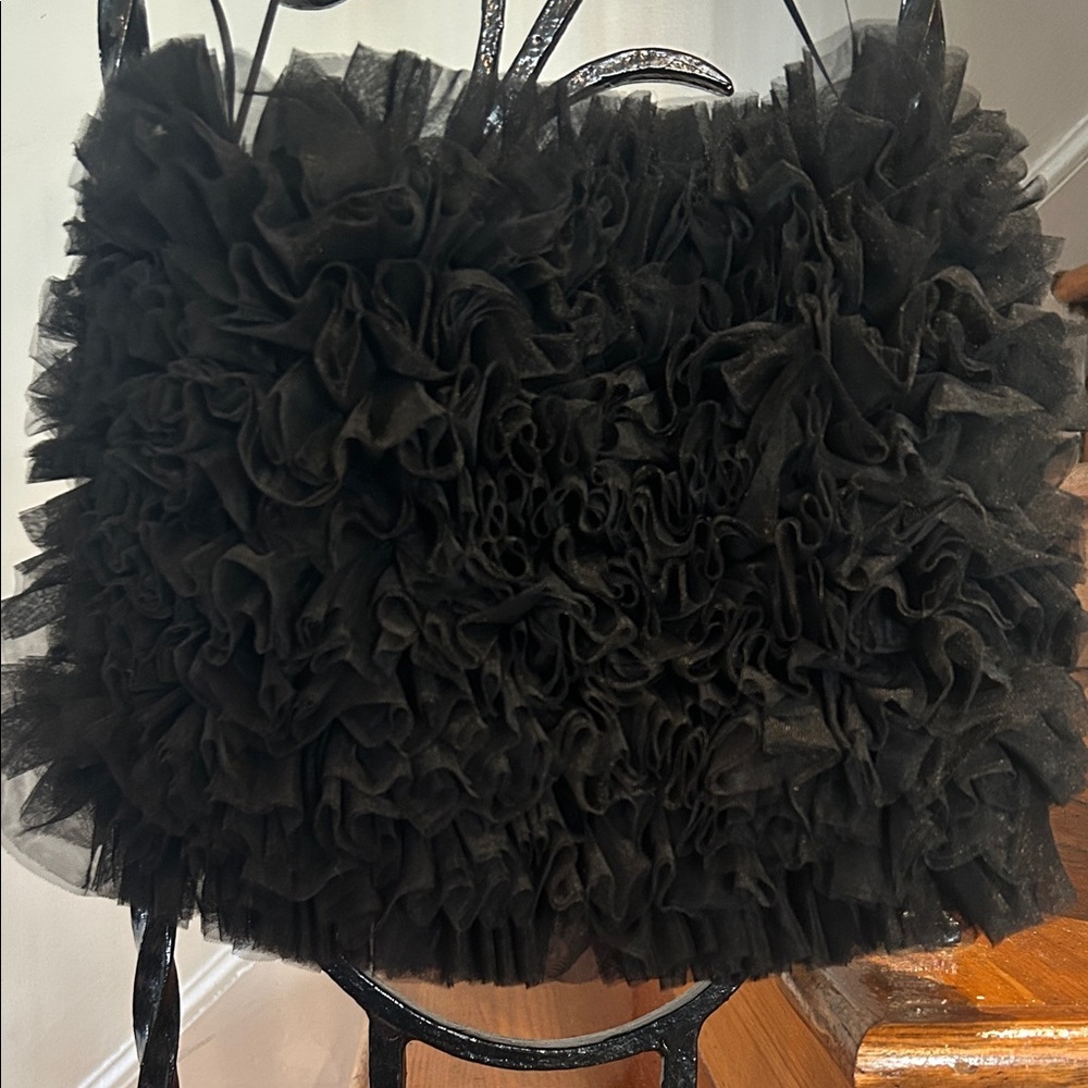 Black Ruffled Crop Top